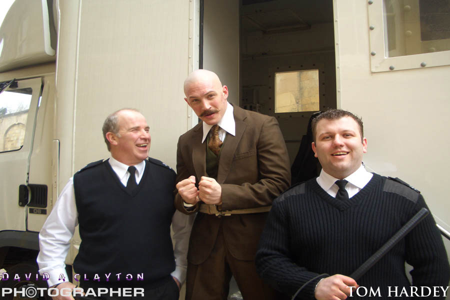 tom hardey on the set of Bronson